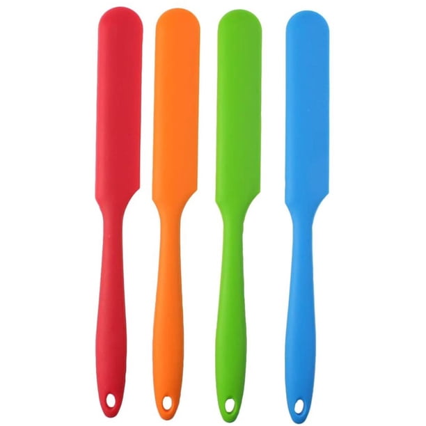 Juego de espátulas de silicona resistentes al calor, herramientas flexibles antiadherentes para hornear en la cocina, utensilio de cocina de diseño ergonómico multicolor (4 piezas)