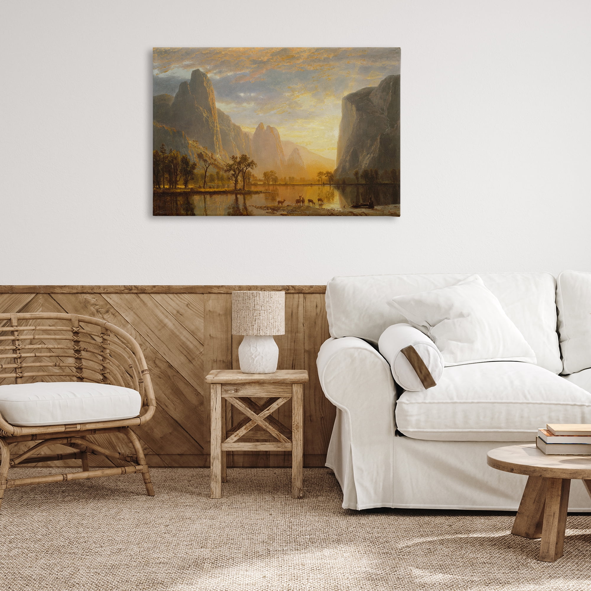Stupell Industries Classic Bierstadt Yosemite Landscape Landscape & Nature Painting Wrapped Canvas Art Print Wall Art, 36 x 24
