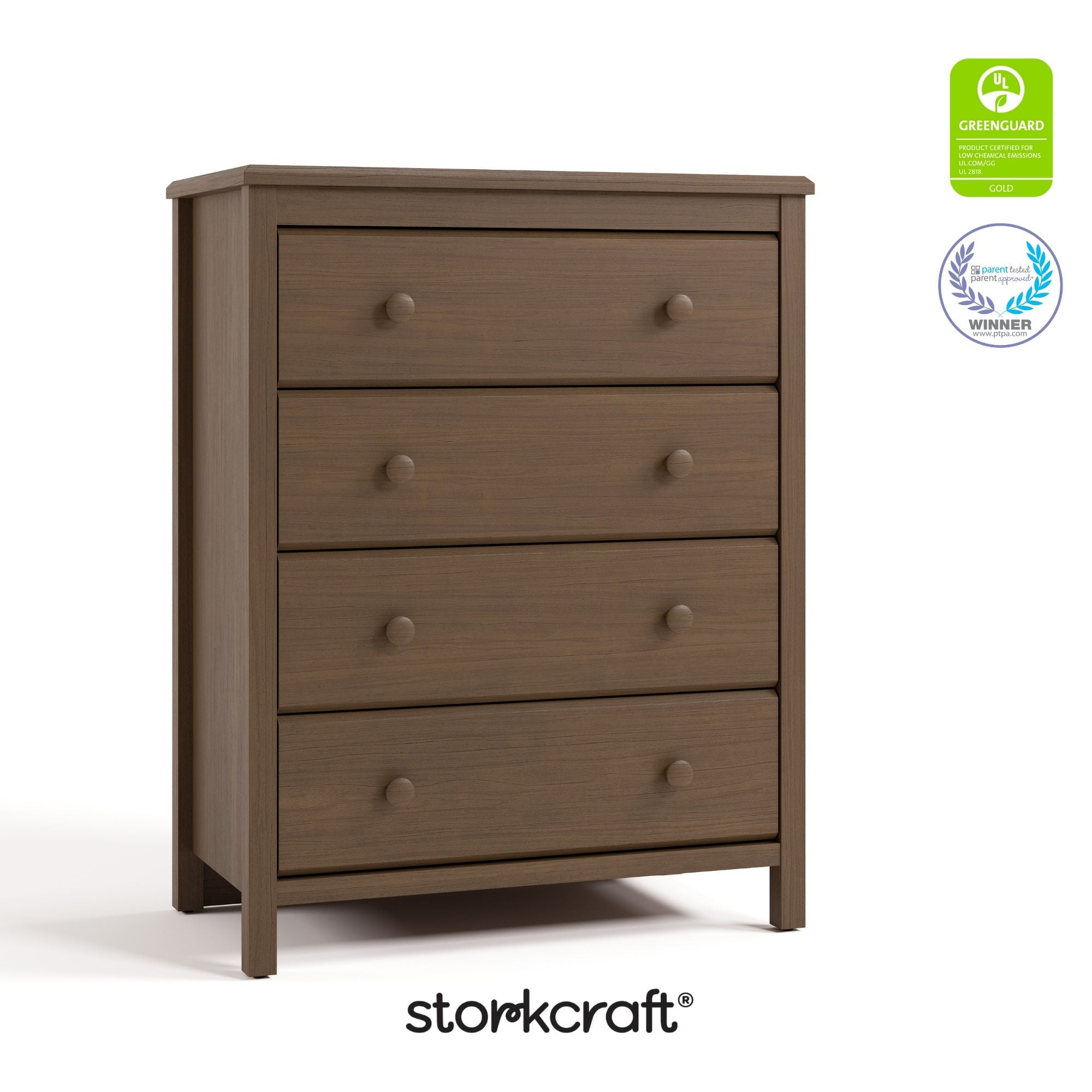 Storkcraft Alpine 4 Drawer Nursery Dresser, Hazelnut