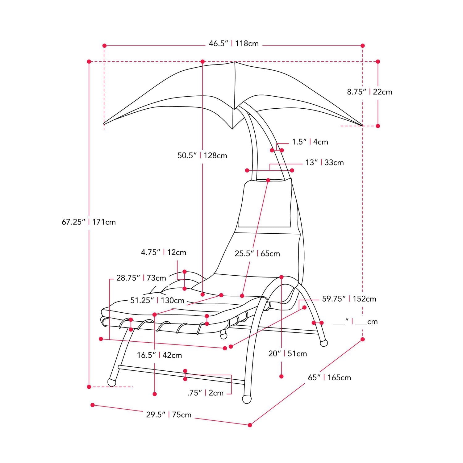 Chaise longue d'extérieur CorLiving Alora avec structure en acier, toile en polyester et coussin amovible, gris