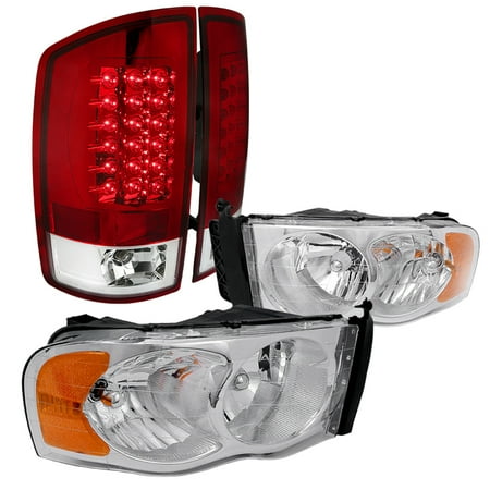 Clear Led Tail Lamps - Spec-D Tuning Dodge Ram 1500 2500 3500 Clear Headlights + Red Led Tail Lights Brake Lamps 4Pc (Left + Right)