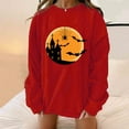 thumbnail image 1 of Chandails à Capuchon de Mode pour Femmes 2023 Classique Imprimé d'Halloween Col Rond Manches Longues Chandail en Molleton Ample Hauts 50 % de Rabais Liquidation Costumes d'Halloween/noël, 1 of 1