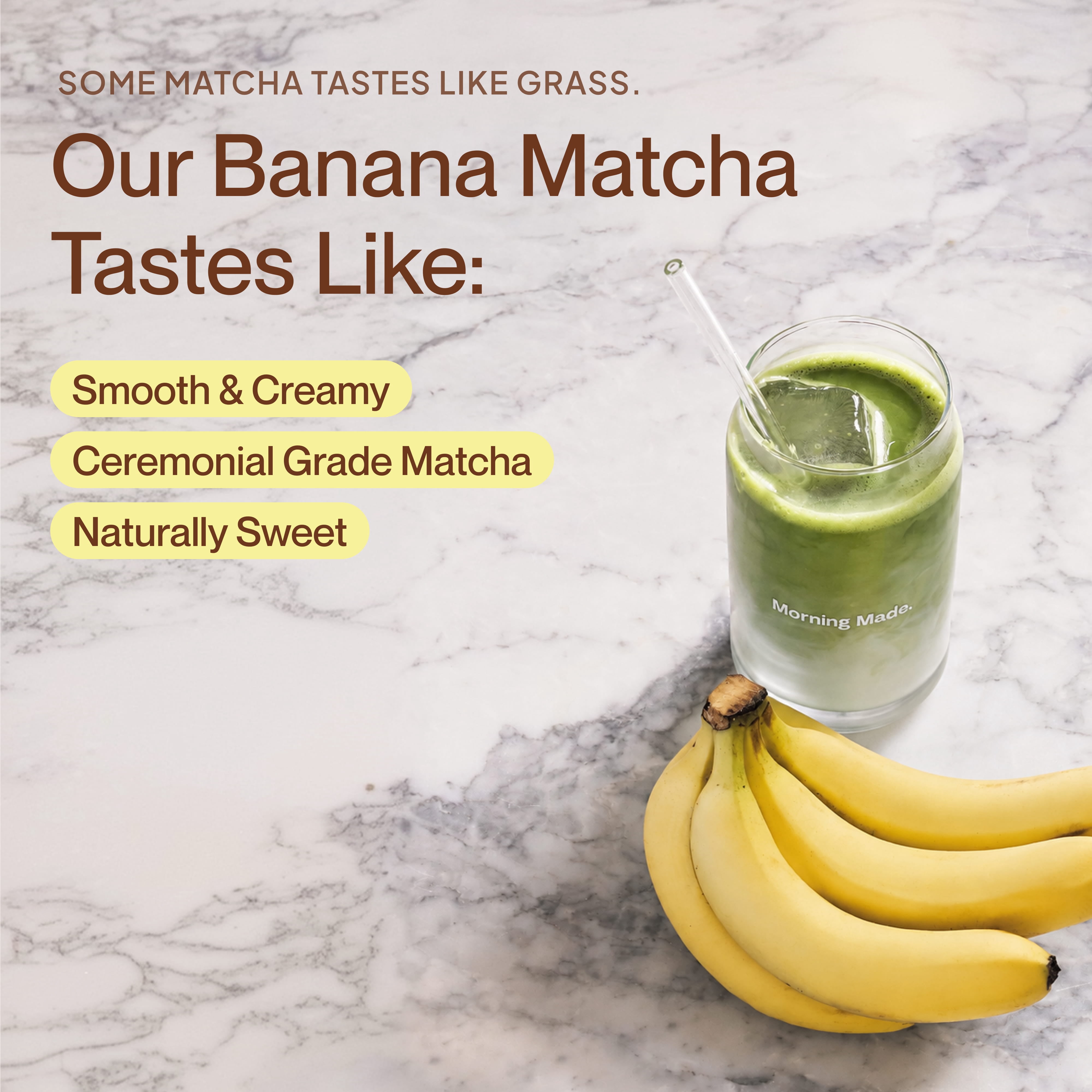 Morning Made Ceremonial Grade Organic Matcha Latte Powder, Banana, 10 Servings