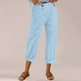 thumbnail image 3 of Womens Cropped Pants Elastic Waist Comfortable Casual Wear Summer Fashionable Lightweight Pants For Women 2025 Trends Blue XXXL Size, 3 of 6
