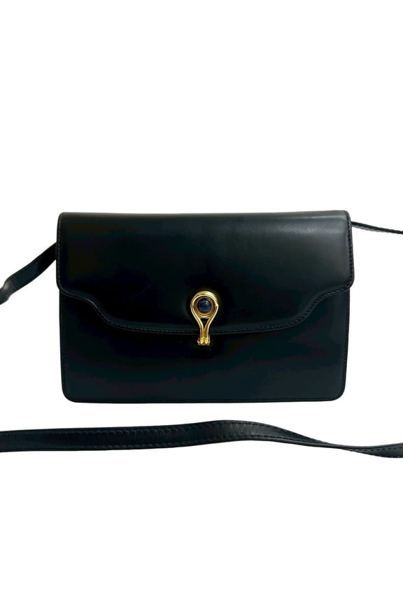 Pre-Owned GUCCI (Old Gucci) Vintage Calf Leather Mini Shoulder Bag/Pochette/Sacoche, Navy, 12273