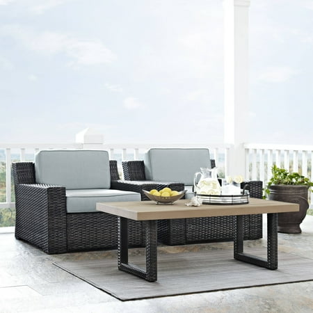 Beaufort 3 Piece Outdoor Wicker Seating Set With Mist Cushion 2