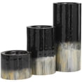 thumbnail image 5 of DecMode 3 Candle Black Metal Colorblock Candle Holder with Gold and Silver Streaks, Set of 3, 5 of 7