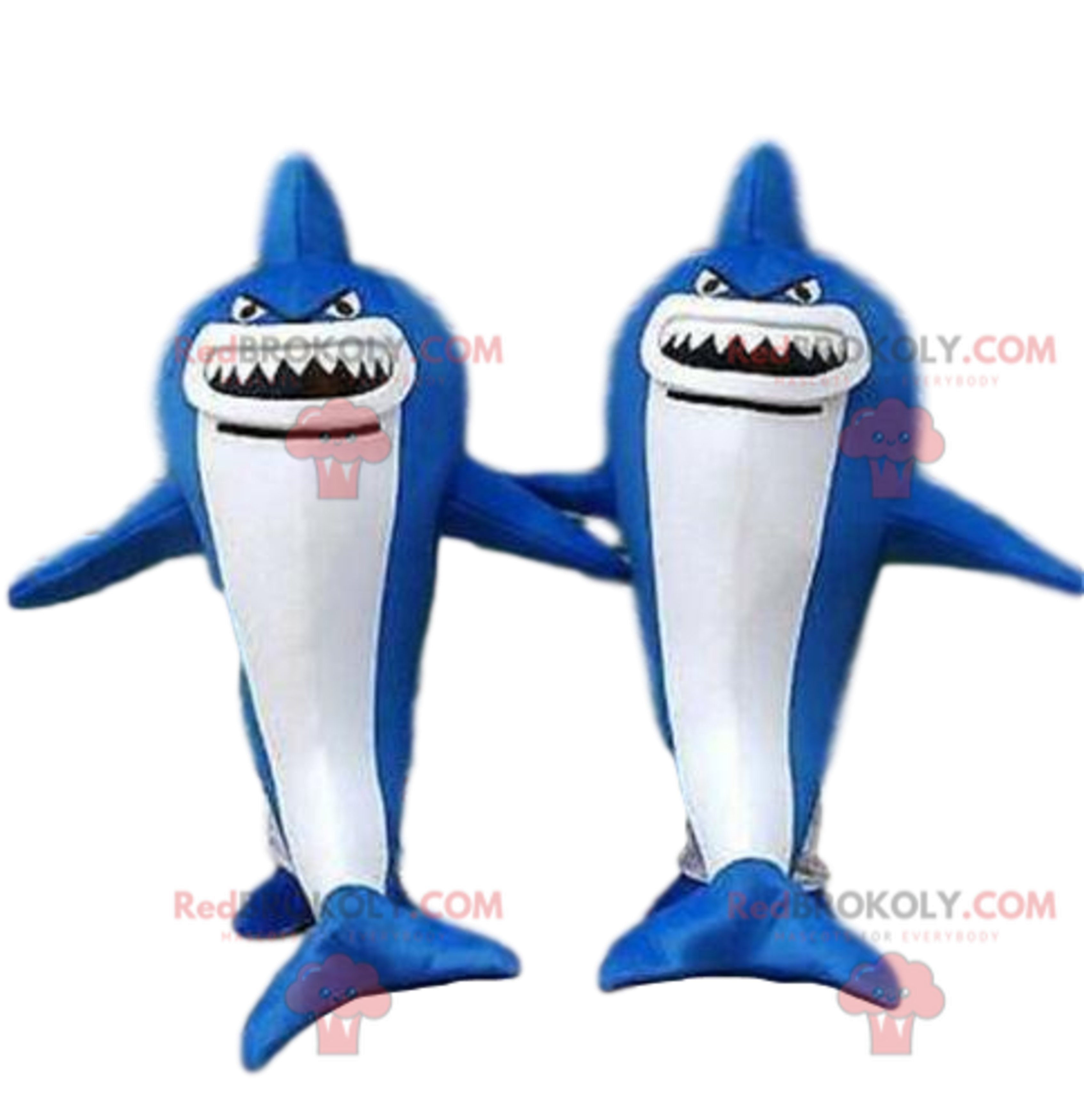 2 mascots of blue and white sharks, dangerous animal - Walmart.com