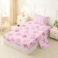 thumbnail image 2 of Erosebridal Cute Pet Paws Twin Sheet Sets for Kids, Pink Bow Knot Bedding for Girls, 1 Flat Sheet, 1 Fitted Sheet and 1 Pillowcase, 2 of 5