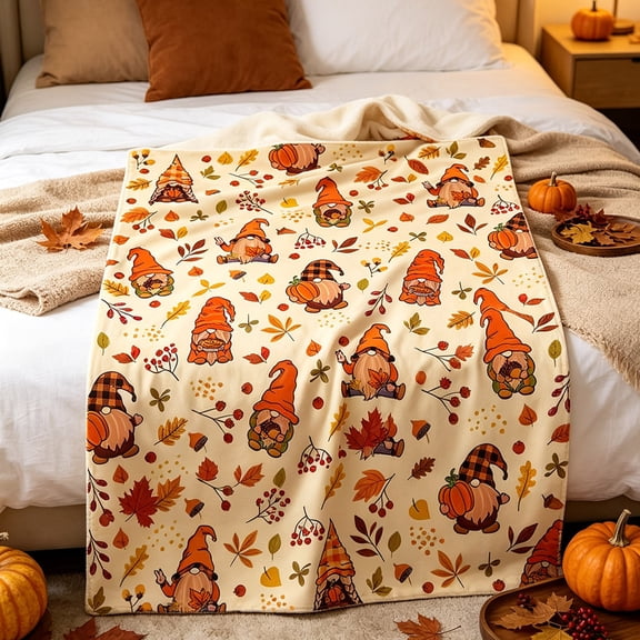 Fllostpr Thanksgiving Throw Blanket, Autumn Maple Leaves Decor, Soft Cozy Fluffy Blanket for Sofa Bed, 39.37x27.56 in