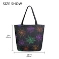 thumbnail image 5 of Open Top Canvas Tote Bag with Zipper Reusable Shopping Bag 13.5x15" Roomy Carryall Neon Spider Webs, 5 of 9