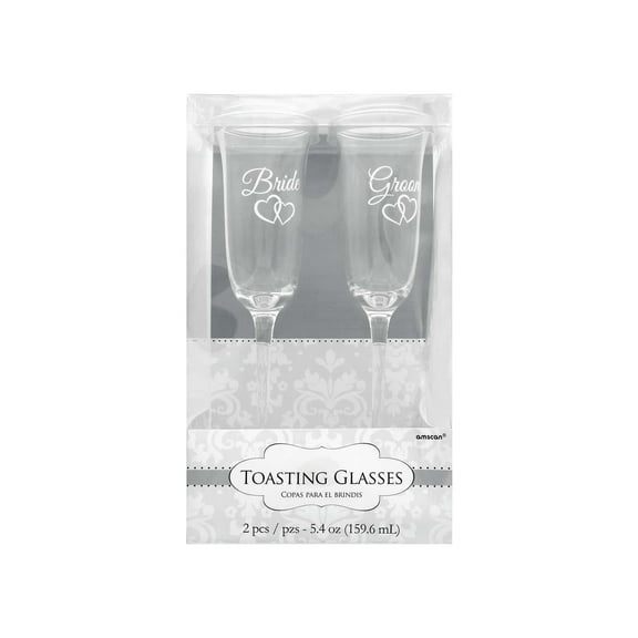 "Bride" & "Groom" Toasting Glass