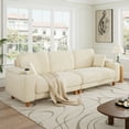 thumbnail image 3 of Patbrela 101" Oversized Corduroy Sofa with Storage, 24" Extra Deep Seat Couch, Comfy Upholstered with Cup Holder, 2 Pillows, Beige, 3 of 12