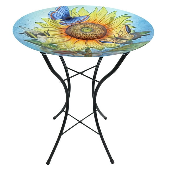 Briarwood Lane Sunflower Dance Glass Birdbath