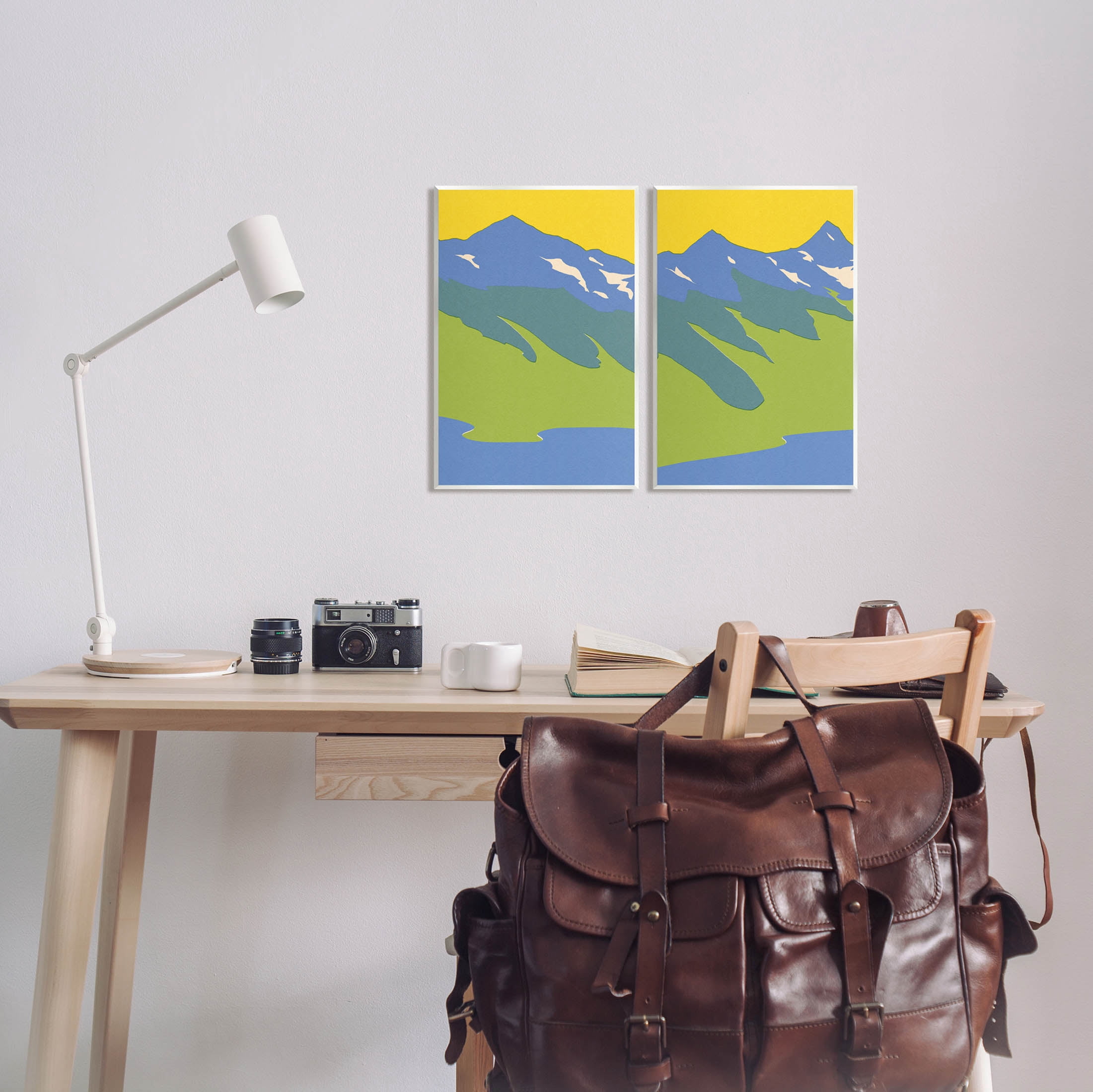 Stupell Industries Contemporary Blocked Mountains Graphic Art Unframed Art Print Wall Art, Set of 2, Design by Jacob Green
