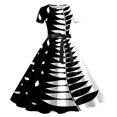 thumbnail image 1 of WILLBEST Robe de Soirée Femme Imprimée Col Rond Manches Courtes Années 1950 Soirée Bal, 1 of 2