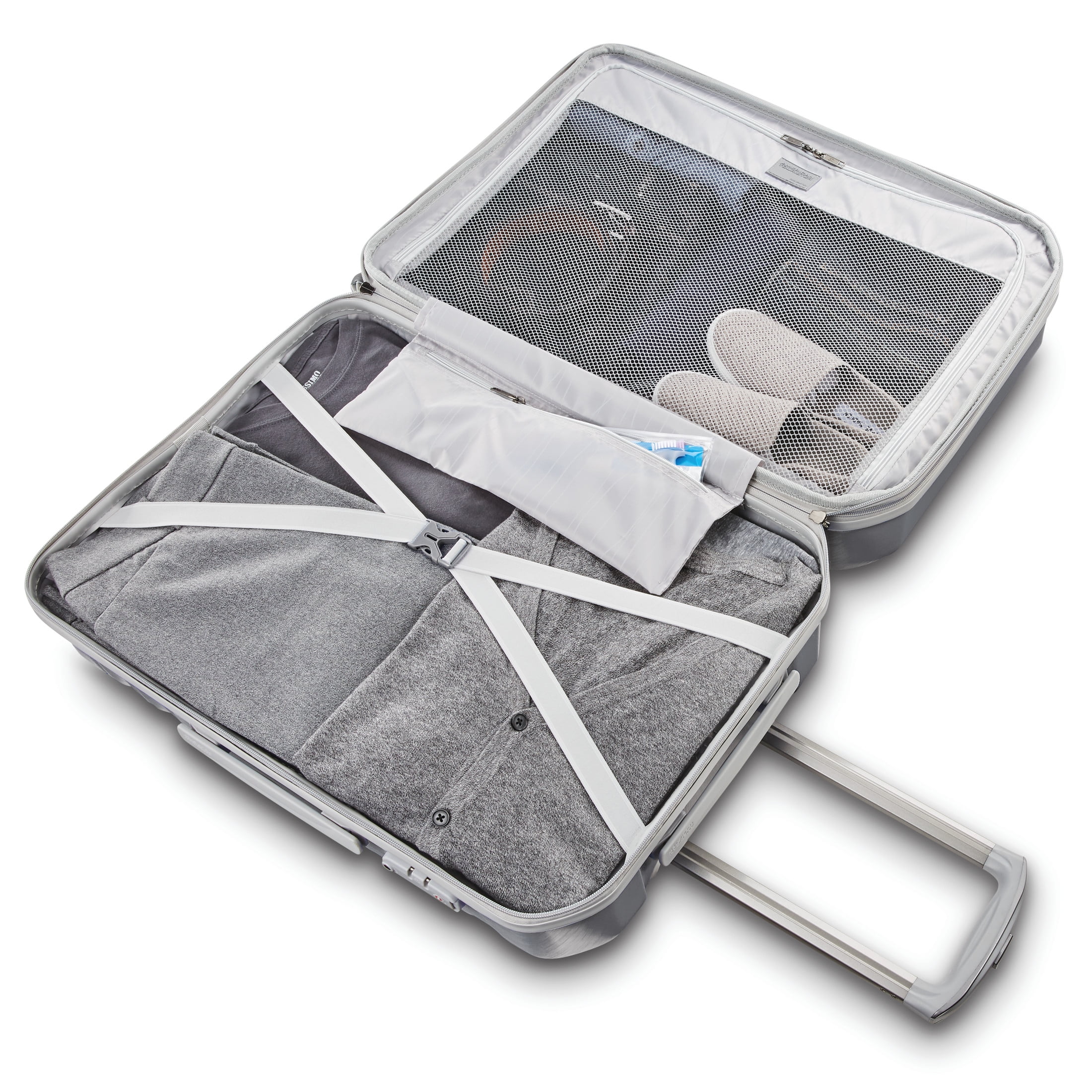 American Tourister Pirouette NXT Hardside Large Checked Luggage with Spinner Wheels - Silver