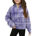 thumbnail image 2 of Spazoro Girls Turn Down Collar Sweatshirts, Soft & Comfy Long Sleeve Half Zip Printed Fall Winter Tops for Girls Purple Size 11 T, 2 of 5