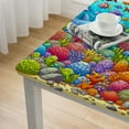 thumbnail image 4 of COMIO with Elastic Edge Square Tablecloth Underwater World Cartoon Water Fish Game Landscape Sea Shark Aqua Scuba Life White, 4 of 7