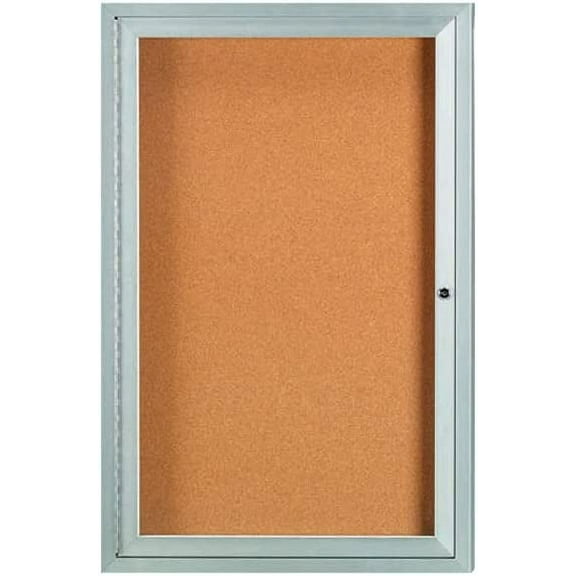 Aarco Products 24"x18" 1-Door Indoor Enclosed Bulletin Board with Aluminum Frame with Lock