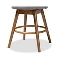 thumbnail image 5 of Baxton Studio Carra Mid-Century Modern Grey Fabric Upholstered Walnut-Finished Wood Swivel Counter Stool Set of 2, 5 of 7