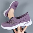 thumbnail image 4 of HTHLVMD Floral Embroidered Mesh Sneakers, Slip-On Walking Shoes, Womens Breathable Knit Slip-On Walking Shoes Embroidered Slip On Sneakers Lightweight Comfortable Orthopedics Walking Shoe, Purple 8, 4 of 5