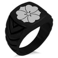thumbnail image 1 of Stainless Steel Sakai Samurai Crest Chevron Pattern Biker Style Polished Ring, 1 of 1