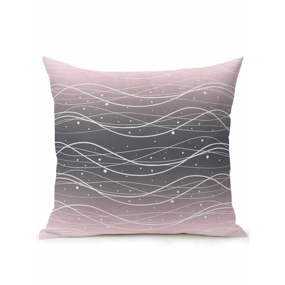 1 Pack Outdoor Throw Pillow, Pink Black Ombre Waterproof Pillow with Insert Included, Modern Abstract Striped Polka Dots Decorative Accent Cushion Sofa Pillows for Patio Porch, 16 x 16 In