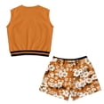 thumbnail image 5 of chaqlin Floral-Orange Girls Summer Clothes Two Piece Outfits - Sleeveless Workout Tank Top & Soft Elastic Waist Shorts with Pockets for Running Yoga, 5 of 7