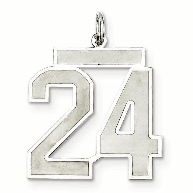 925 Sterling Silver Number 24 Pendentif Pendentif Breloques