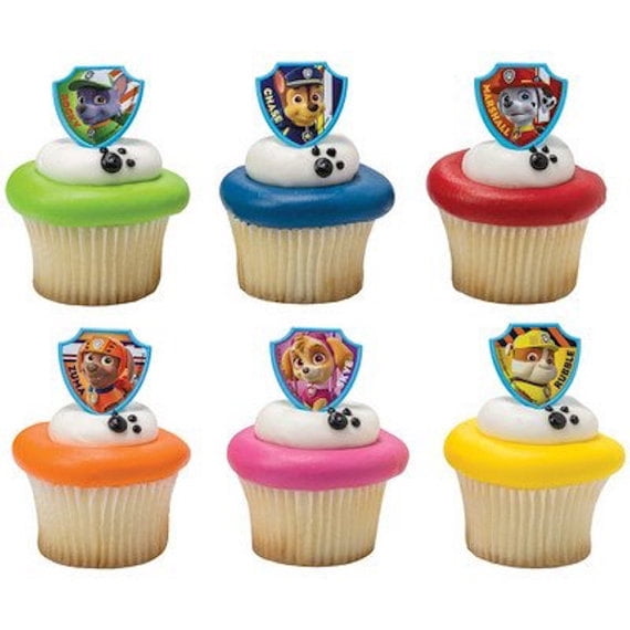 slå helbrede Løft dig op 24 Paw Patrol Ruff Ruff Rescue Cupcake Cake Rings Birthday Party Favors  Toppers - Walmart.com