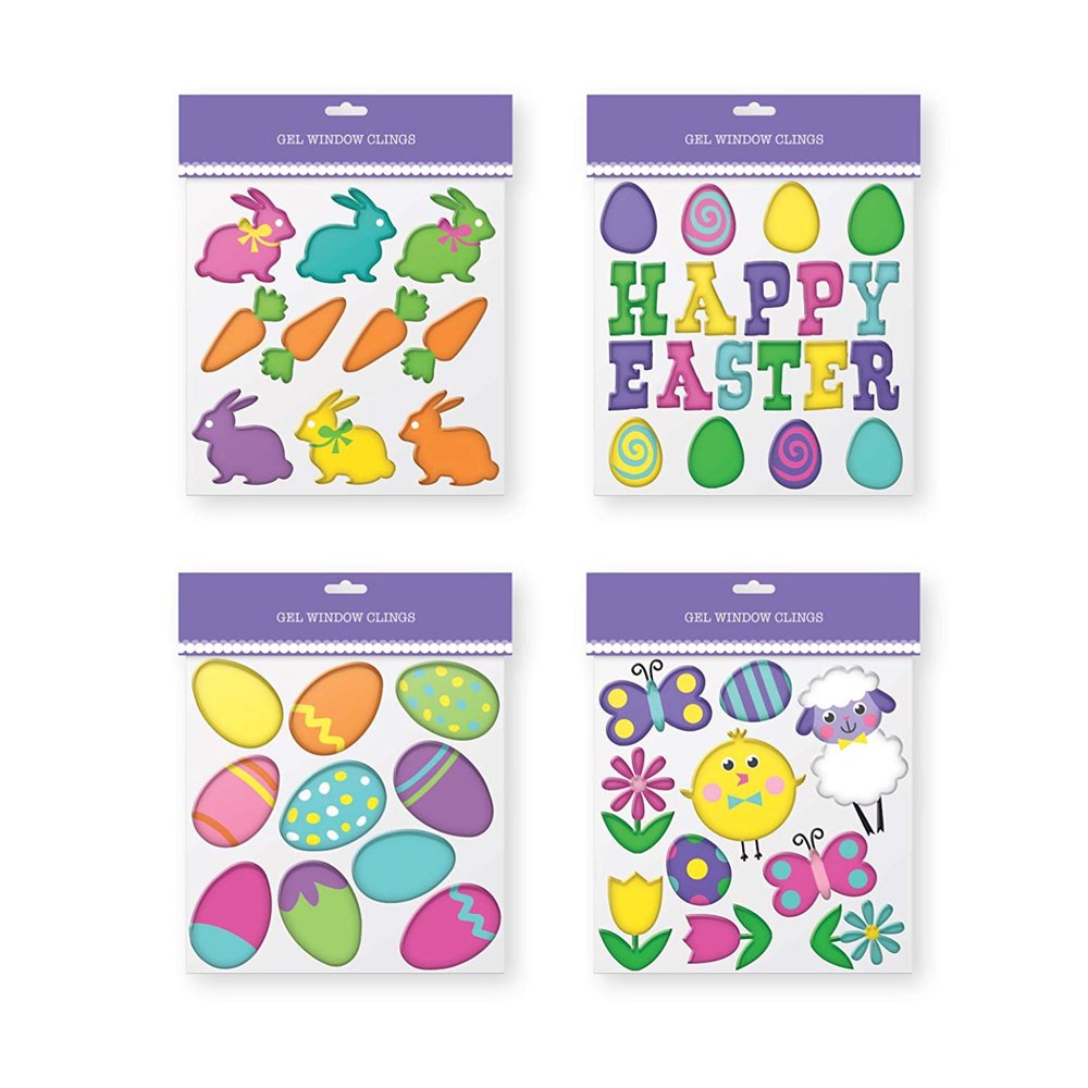 Easter Gel Window Clings Pack of 4 Sheets of Easter Window Sticker