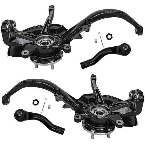 Detroit Axle - Front Steering Knuckles & Wheel Hub Bearings   Outer Tie Rod Ends Replacement for Fusion Milan MKZ Zephyr - 4pc Set