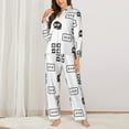 thumbnail image 2 of Pajama Sets for Women 2 Pcs, Math algorithm Print Button Down Long Sleeve Sleepwear Lounge PJ Sets, 2 of 6