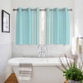 thumbnail image 3 of Aqua Beige Striped Kitchen Curtains Short 45 Inch Length, Modern Farmhouse Retro Lines Grommet Top Bedroom Living Room Curtains, Light Filtering Cafe Curtain Drapes 2 Panels Set 84''x45'', 3 of 9