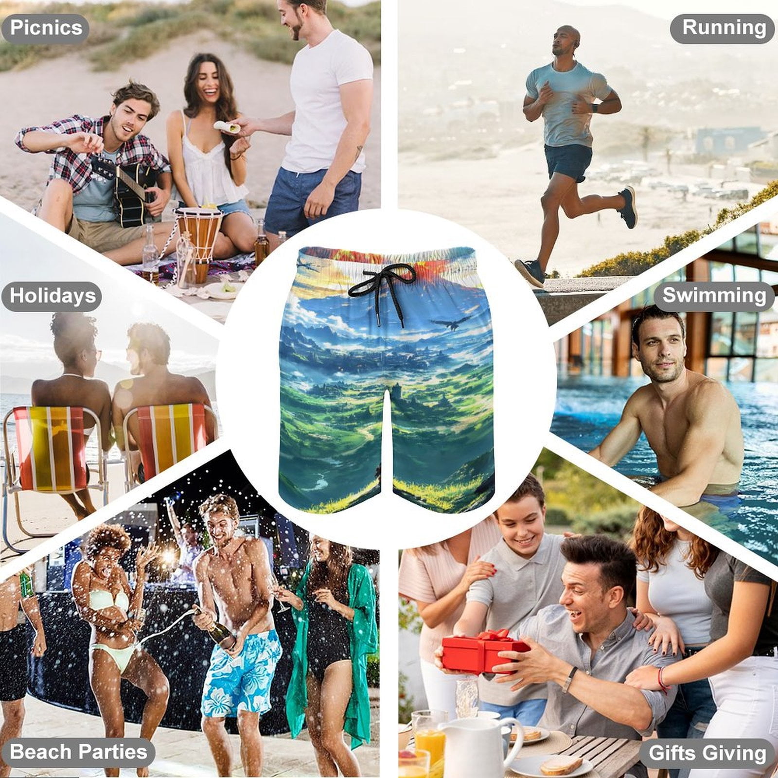 The Legend of Zelda Men's Shorts Quick Dry 3D Printed Beach Men's Swim Trunks with Pockets Mesh Lining Bathing Beachwear XS