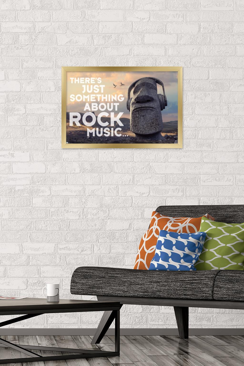 Moai Statue - Music Wall Poster, 14.725" x 22.375", Framed