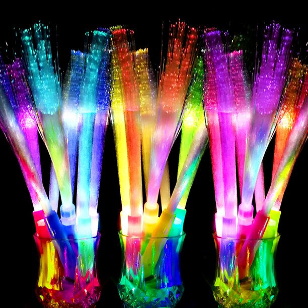Varitas de fibra óptica OceanWings de 7 pulgadas con iluminación para fiestas, 100 unidades