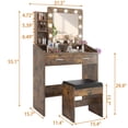 thumbnail image 3 of EDTara Vanity Desk with Mirror and Lights, White Makeup Vanity with 2 Drawers, 3 Light Mode and Brightness Adjusted, Makeup Table for Bedroom, Desk and Chair, 3 of 7