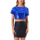 thumbnail image 1 of INSPIRAR CHIC Blusa de Mujer con Lentejuelas Brillantes de Manga Corta Cortada Cuello Redondo con Flecos para Fiesta de Cóctel Brillante Talla XS Azul Real, 1 of 5