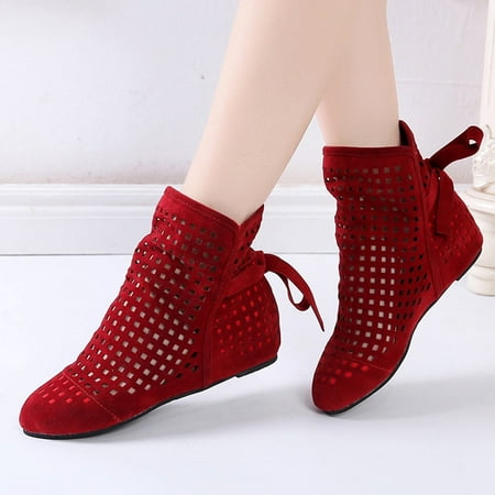 

Women Boots Flat Low Hidden Wedges Cutout Boots Casual Shoes Cute Boots