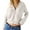 White, variant on Fleece Jacket Women Zip Up Long Sleeve Ribbed Knit Cropped Hoodie Sweater Pullover Red Fall Tops Size L