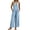 Light Blue, variant on Beach Vacation Jumpsuits for Women Halter Neck Sleeveless Linen Rompers Summer Travel Wide Leg Jumpsuit Gray, 2XL