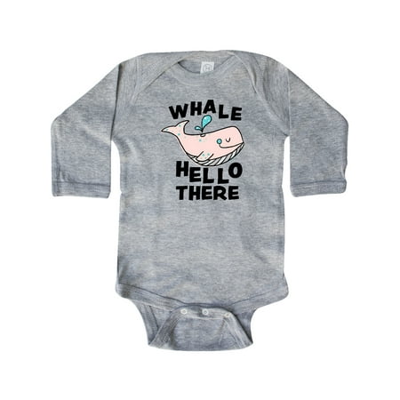 

Inktastic Cute Whale Hello There Gift Baby Boy or Baby Girl Long Sleeve Bodysuit