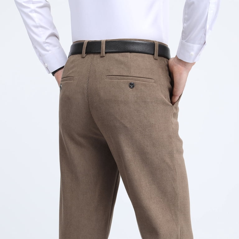 mens winter dress pants Oplxuo Men's Fleece Lined Thermal Pants, Straight Leg Business Casual Work Suit Trousers with Pockets Pants Lined to the Knee Mens Winter Wool Dress Pants