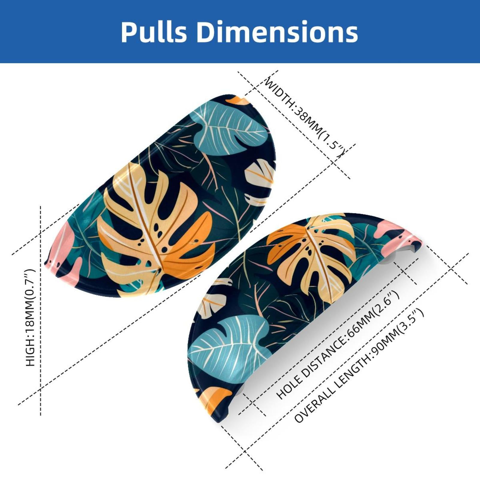 PhooArto 6 Pcs Cup Drawer Pulls, Tropical with Monstera Leaves Pattern Shell Shape Handles Cabinet Knobs for Dresser Cupboard Closet Wardrobe with Screws