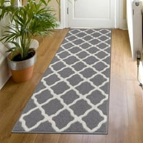 EnjinZZ Washable Runner Rug 20"x59" Dirt Trapping Non Slip Rubber Backing Rug Runner Floor Mats Carpet Runners for Entryway Hallway Kitchen Garage Laundry Room, Light Gray