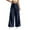 Navy, variant on High Waist Wide Leg Casual Trousers For Soft Palazzo Pants With Pockets Comfortable Elastic Waistband Soft Beautiful Women's Casual Trousers