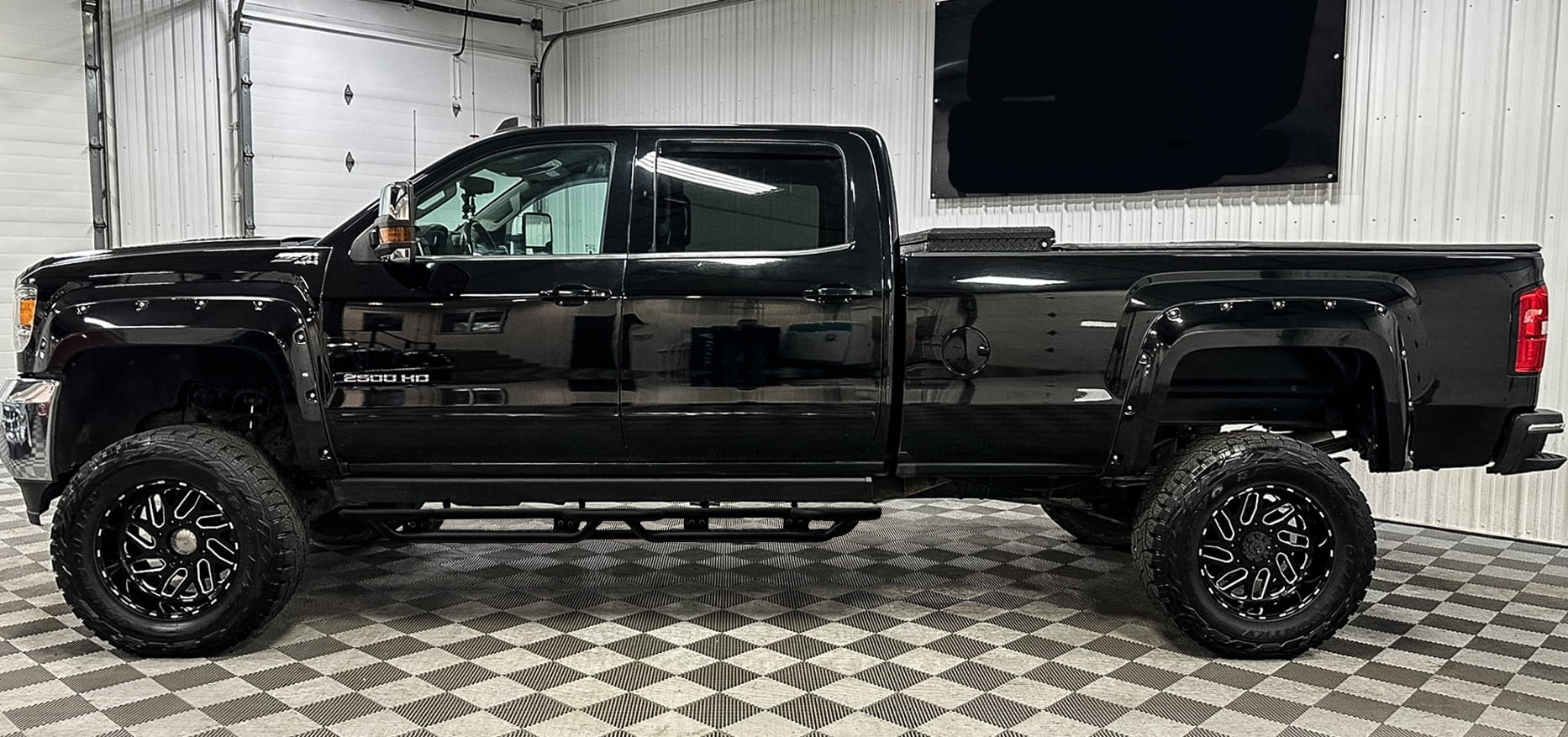 Vijay Running Boards Compatible with 2007-2019 Chevrolet Silverado 2500HD/3500HD Crew Cab A Pair Bolt-on Side Steps Rails Steel Nerf Bars
