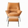 thumbnail image 2 of Abela 2pc Set Accent Chair and Ottoman, Sand Brown Top Grain Leather, 2 of 3